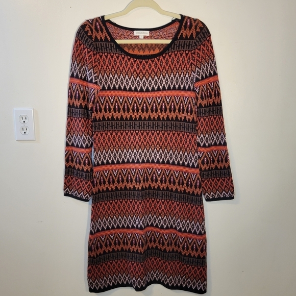 Monsoon: Women's Small Diamond print Long sleeve Knee length Sweater dress - Picture 1 of 7